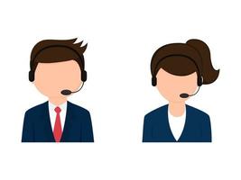 Customer Service Male And Female Call Center Avatars vector