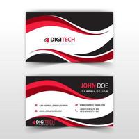 Red and black business card template vector