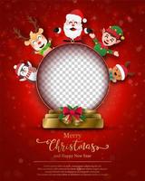 Christmas poster template with holiday characters vector
