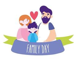 madre, padre e hijo para la celebración del día de la familia. vector