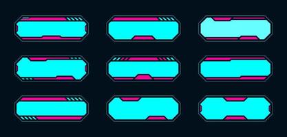 Neon futuristic interface hud frame set vector