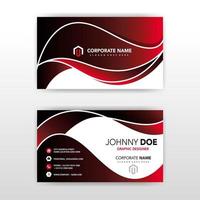 Red wavy abstract horizontal visiting card vector