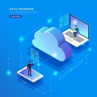 Isometric cloud computing technology user network configuration concept vector