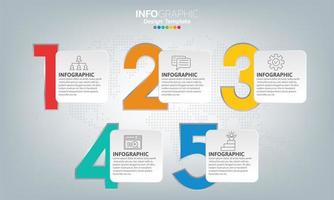 Timeline infographic template with 5 elements vector