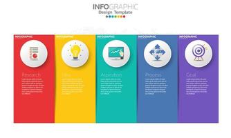 Plantilla de infografía de línea de tiempo con 5 elementos. vector