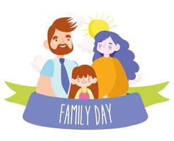 madre, padre e hija para la celebración del día de la familia. vector