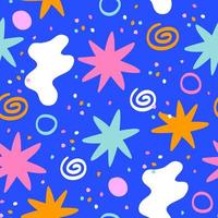 Colorful pattern with abstract shapes on blue vector