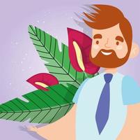 Man smiling in a flower background vector