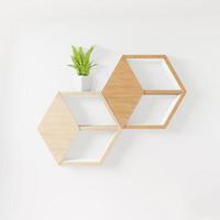 Hexagon 3D shelf with copy space photo