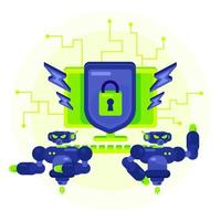 Cyber Security Robot Protecting Our Devices vector