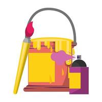 Paint bucket and spray paint design vector