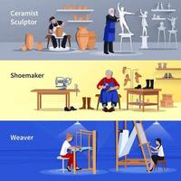 Craftspeople working banner set vector