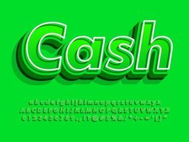 3d green cash text and alphabet vector