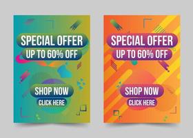 Conjunto de banner de oferta especial degradado de forma abstracta moderna vector