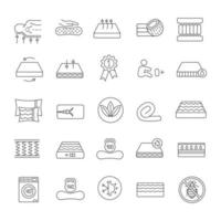 Mattress linear icons set vector