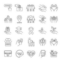 Charity linear icons set vector