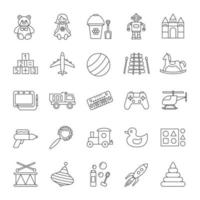 Kids toys linear icons set vector