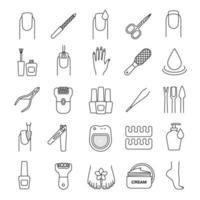 Manicure and pedicure linear icons set vector