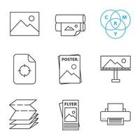 Printing linear icons set vector