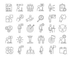 Business management linear icons set vector