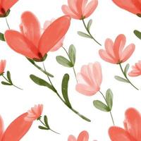 Watercolor red floral pattern vector