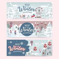 Winter Wonderland with A Playground Web Banner vector