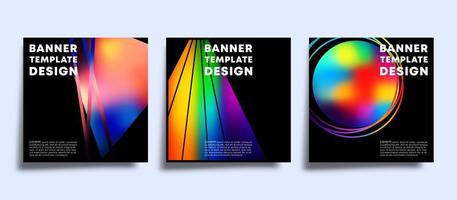 Banner template set with colorful gradient shapes. vector