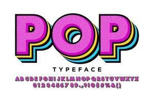 Bright color layered pop alphabet style vector