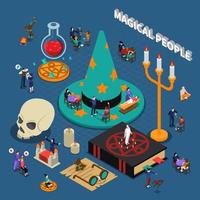 Isometric magical and esoteric composition vector