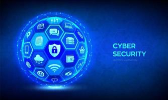 Cyber and data security futuristic banner vector