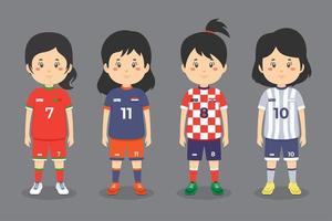 Female Soccer Character Set vector