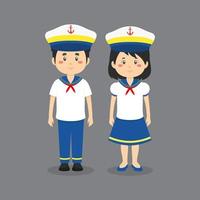 lindos personajes con uniformes de marinero vector