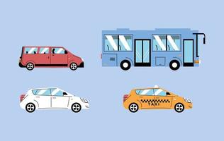 diferentes vehículos de transporte, transporte urbano vector