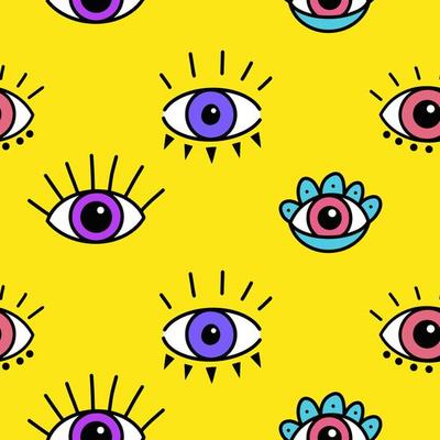 Seamless pattern with magical eyes