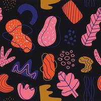 Hand drawn various shapes and doodles seamless pattern vector