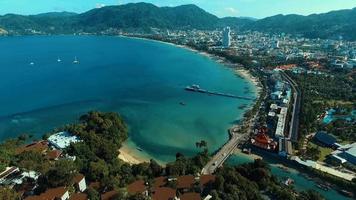 Aerial: Flight to the Patong beach. video