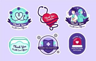 Thank You Health Care Officers Sticker Set vector