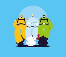 Men in protective suits, safety clothing vector