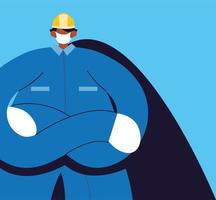 Engineer man with face mask and uniform vector