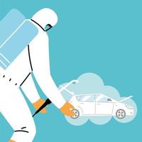 Service car disinfection by coronavirus or covid 19 vector