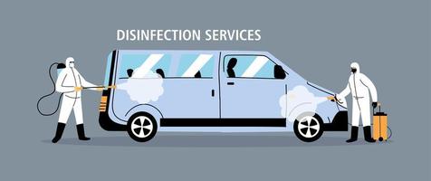 Service van disinfection by coronavirus or covid 19 vector