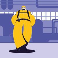 hombre en traje de protección, industria química vector