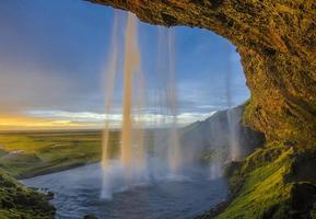 Waterfall at sunset