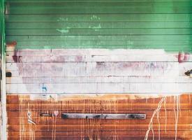 Garage door with brown and green paint photo