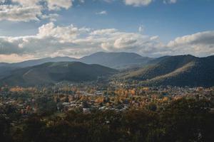 Mountain scenery under blue sky photo