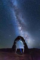 Natural arch and the Milky Way during night time