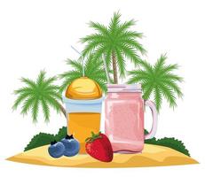 Smoothie drink composition outdoors vector