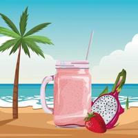 Tropical fruit and smoothie drink vector