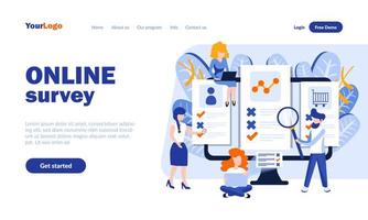 Online survey landing page template vector