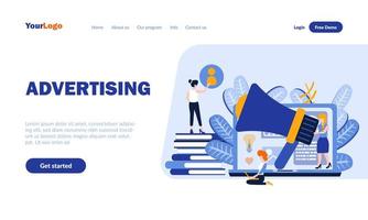 Advertising flat landing page template vector